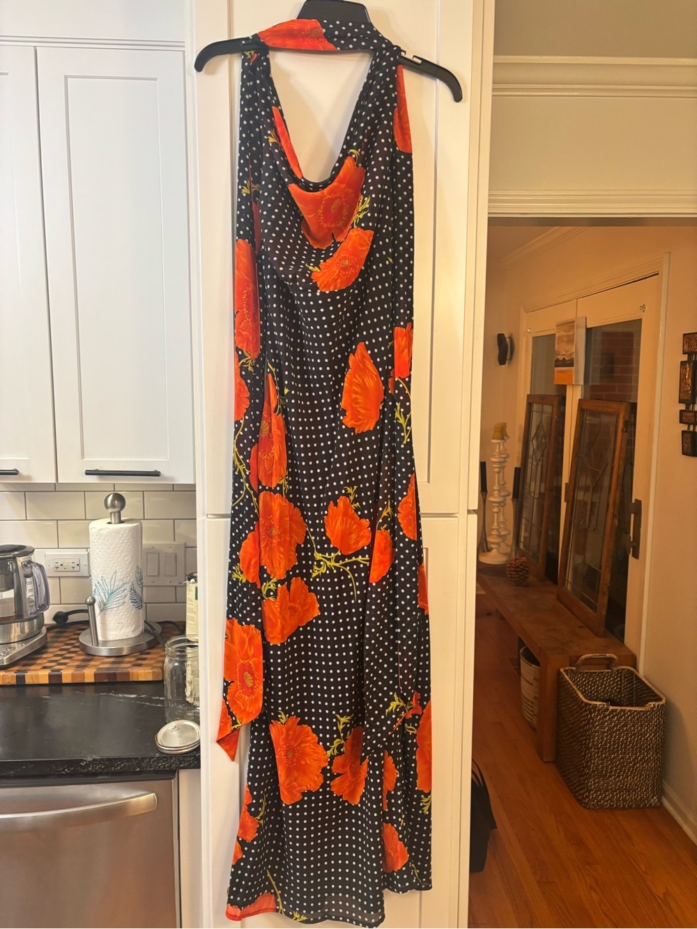 new Never Fully Dressed black poppy sophie dress in black red orange floral - Picture 5 of 11
